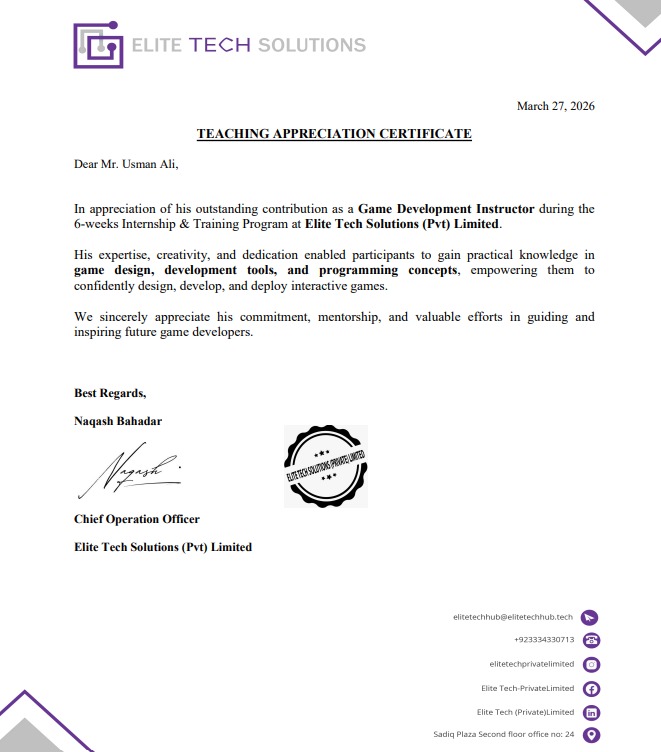 Unity Training Certificate